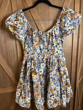 AMERICAN EAGLE Floral Print Tiered Puff Sleeve Mini Dress SIZE XS